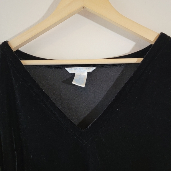 VTG August Silk Black V-Neck Long Sleeve Velvet Top Sz L Whimsigoth Fairy Grunge - Picture 3 of 9